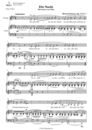 Die Nacht, Op. 10 No. 3 (A Major)