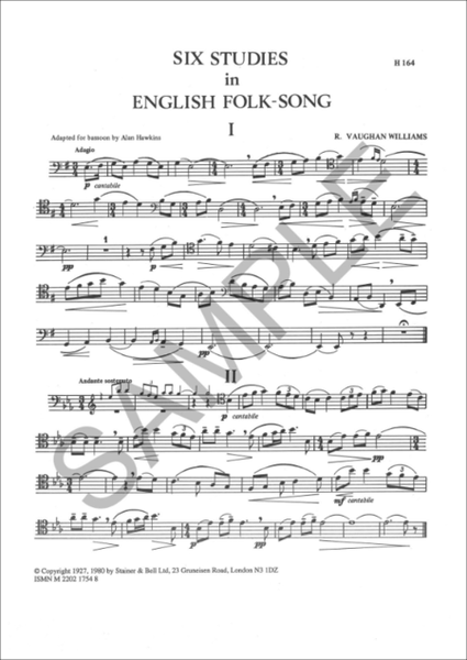 Six Studies in English Folk Song for Bassoon