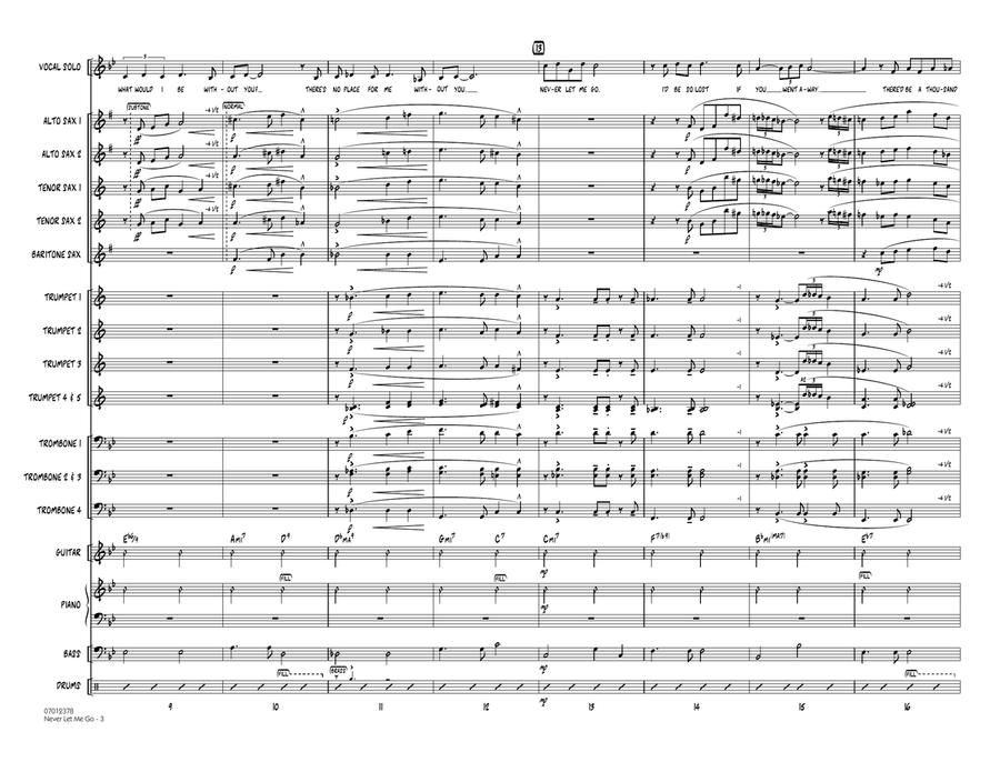 Never Let Me Go (Flexible Solo Feature) - Conductor Score (Full Score) Jazz Ensemble scores gallery preview page 3