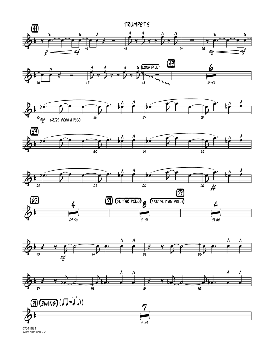 Who Are You - Trumpet 2 Jazz Ensemble scores gallery preview page 2