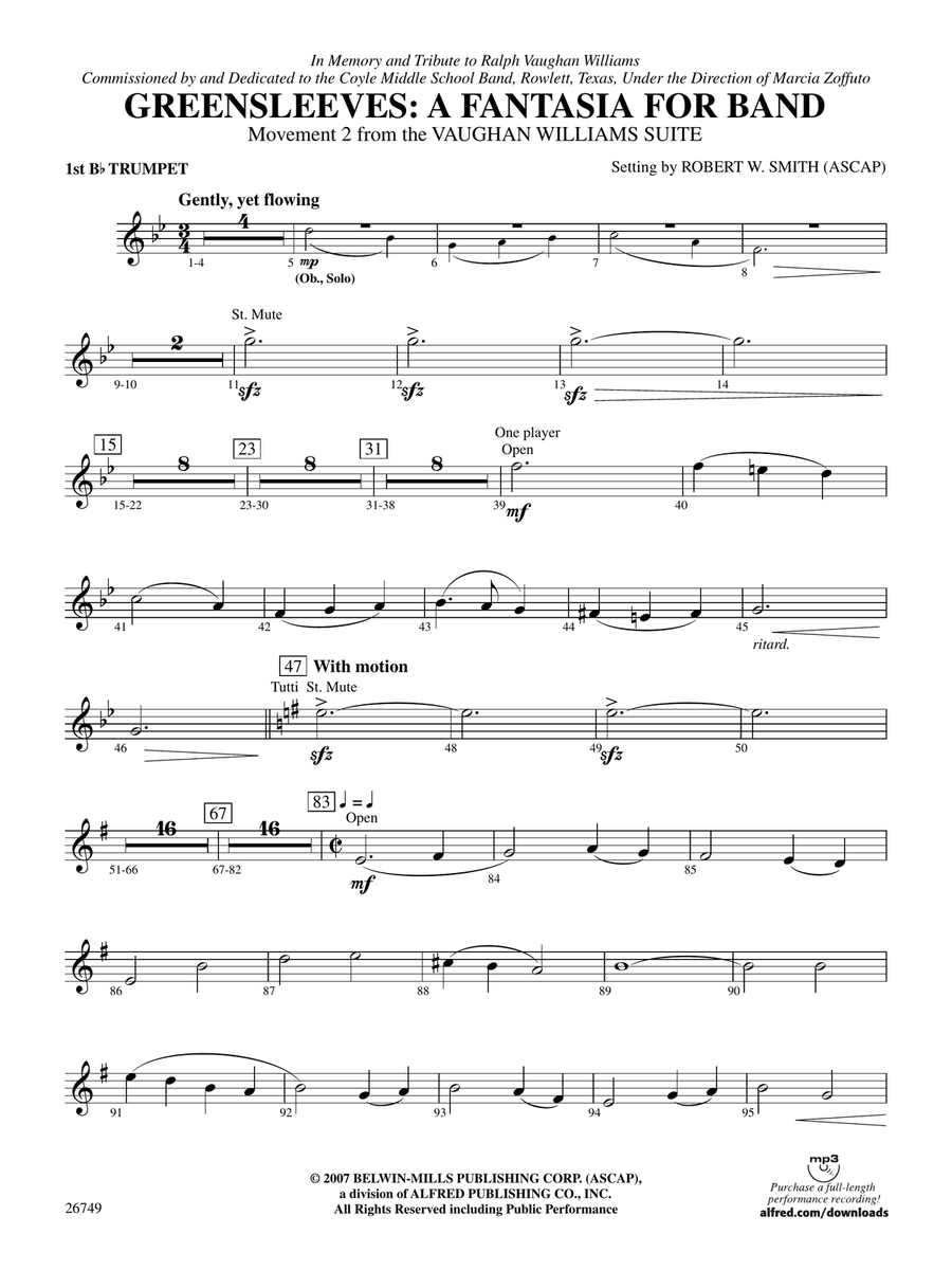 Greensleeves: A Fantasia for Band: 1st B-flat Trumpet