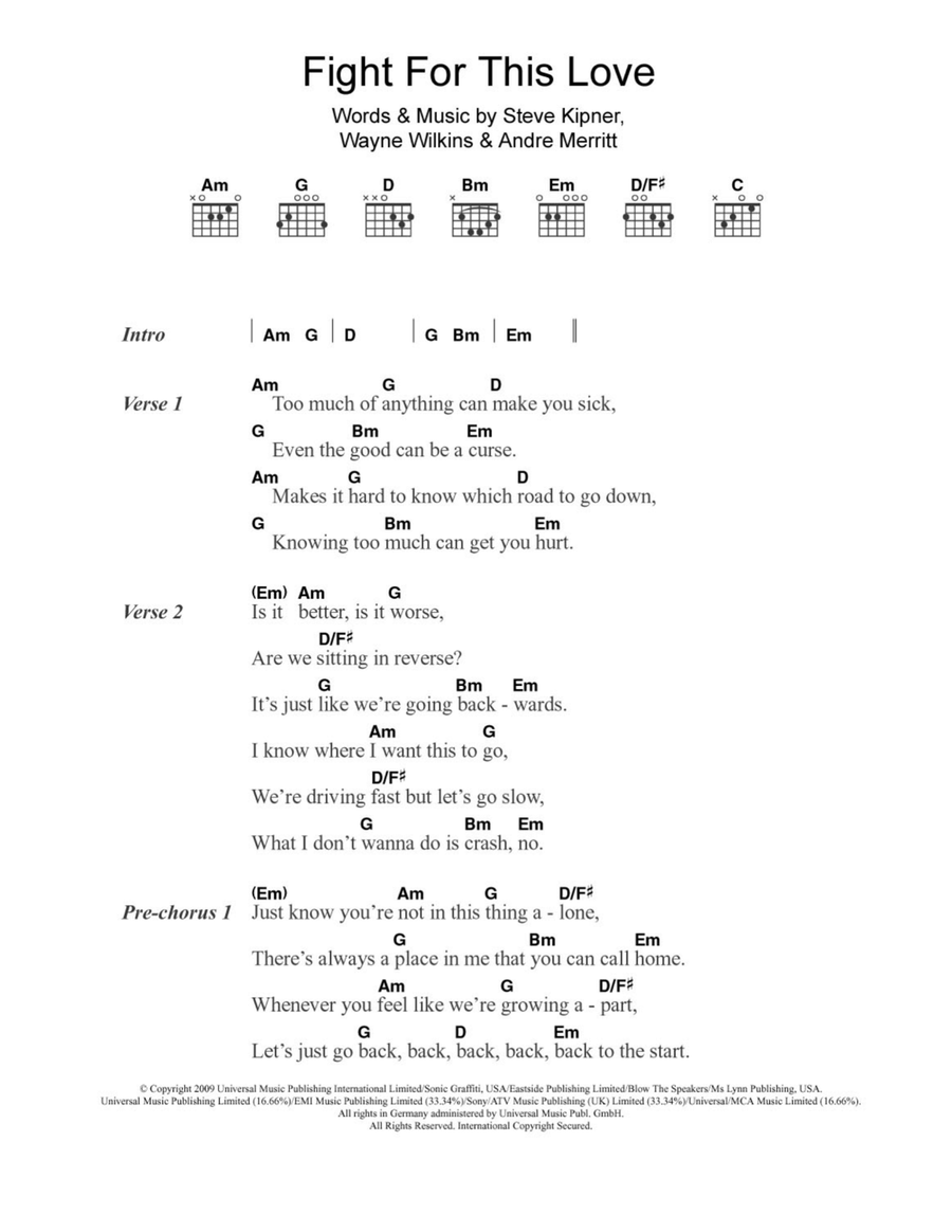 Fight For This Love Fight For This Love Acoustic Guitar scores gallery preview page 1