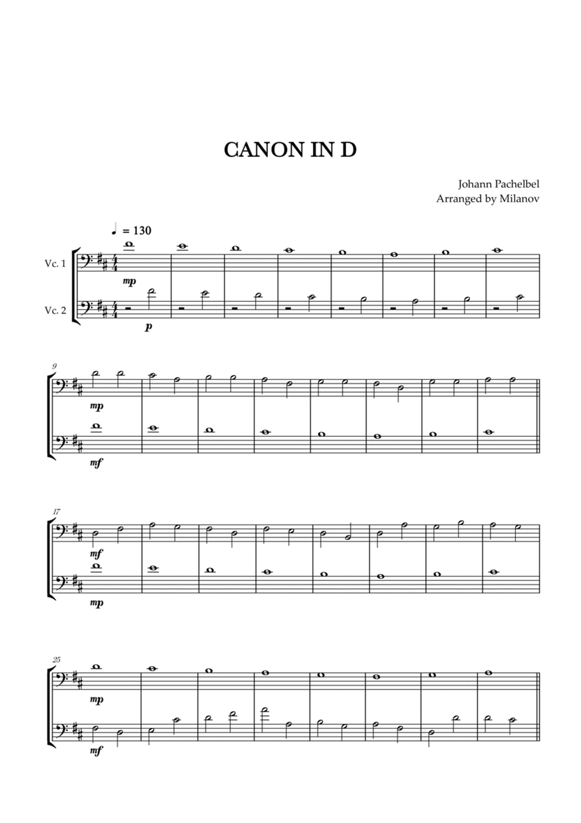 Canon in D | Pachelbel | Cello Duet image number null