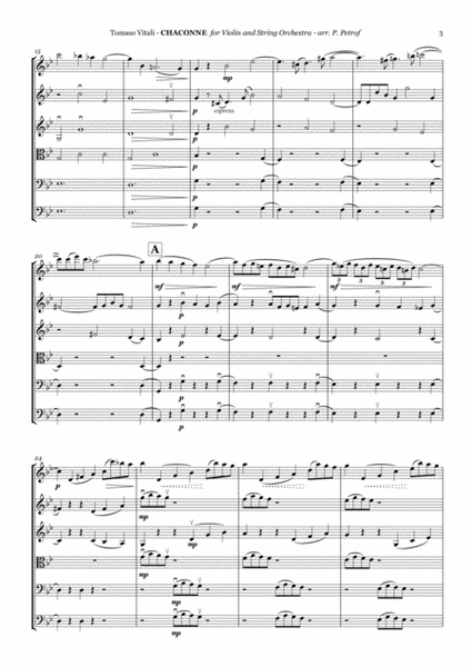 Vitali - CHACONNE for Violin and String Orchestra - score and parts image number null