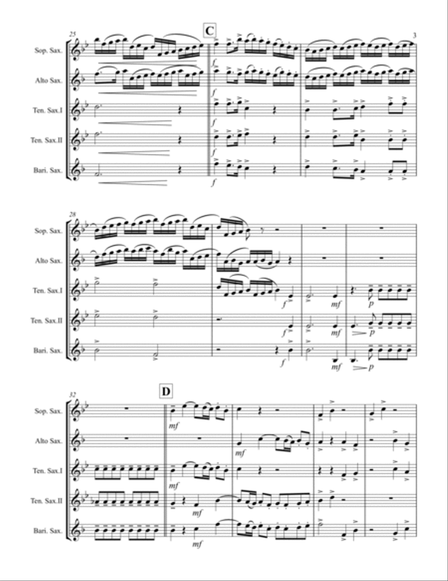 Handel – Glory to God in the Highest from Messiah (for Saxophone Quintet SATTB) Saxophone Quintet scores gallery preview page 4