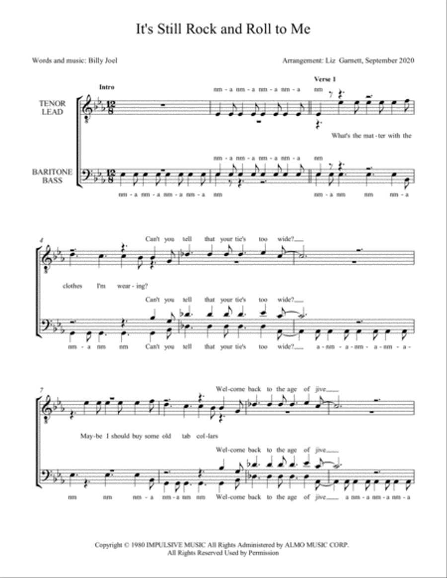It's Still Rock And Roll To Me TTBB scores gallery preview page 1