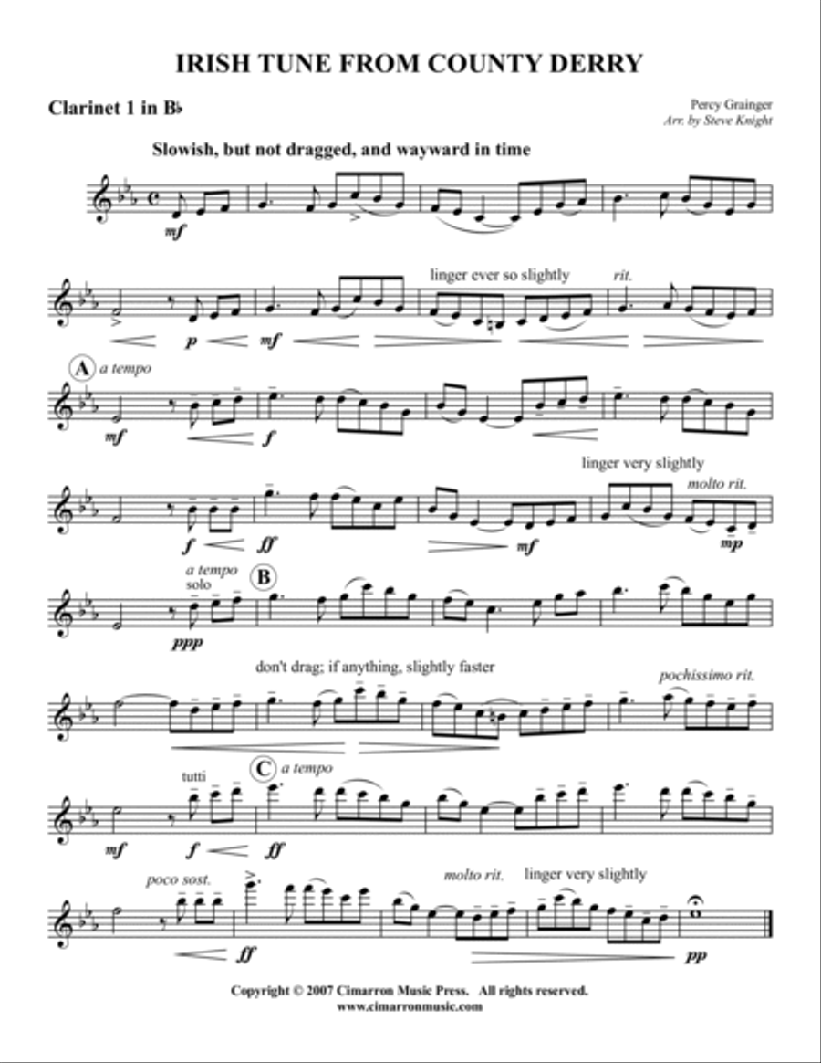 Irish Tune From County Derry Clarinet Choir scores gallery preview page 4