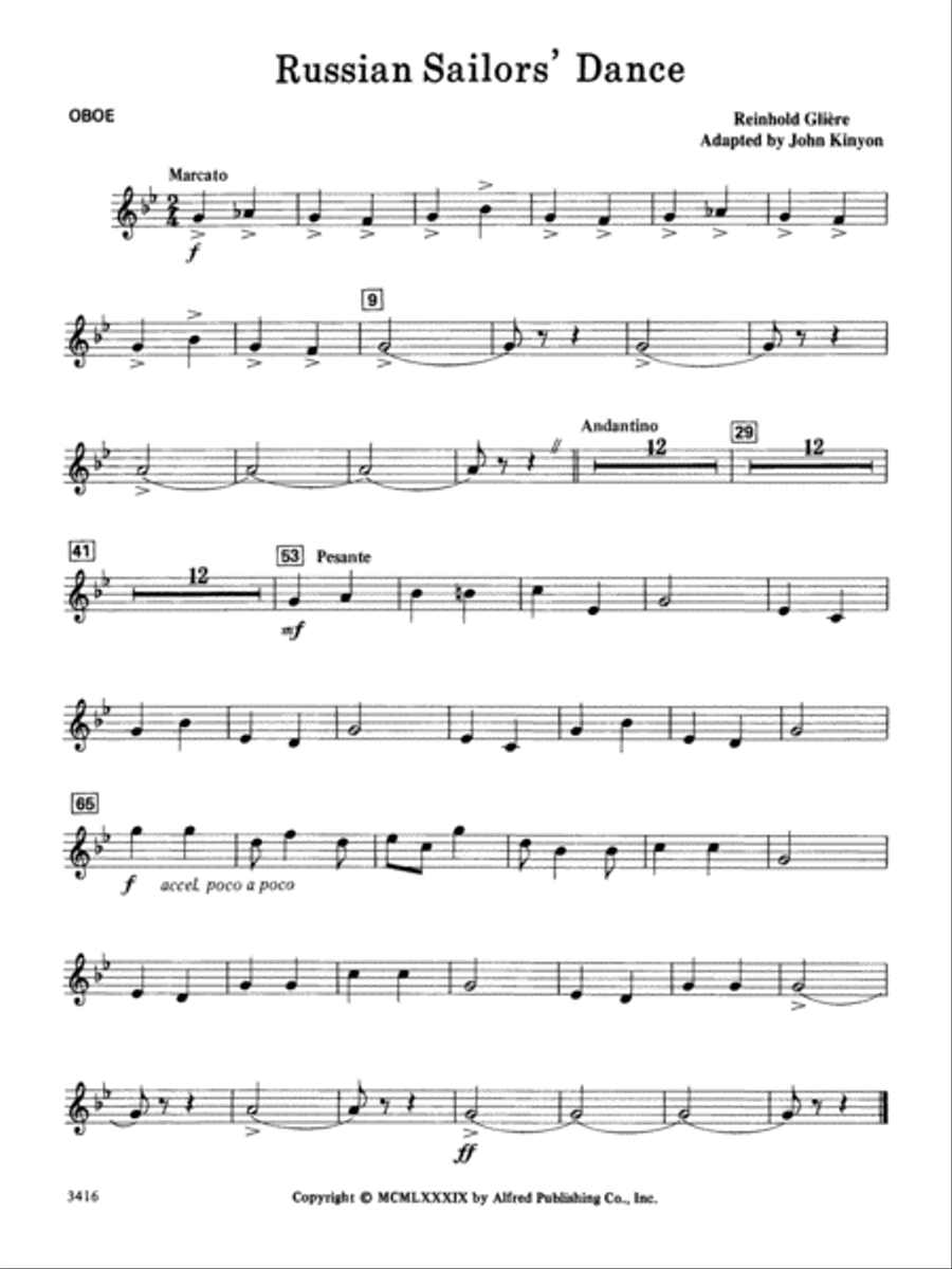 Russian Sailors' Dance: Oboe Concert Band scores gallery preview page 1