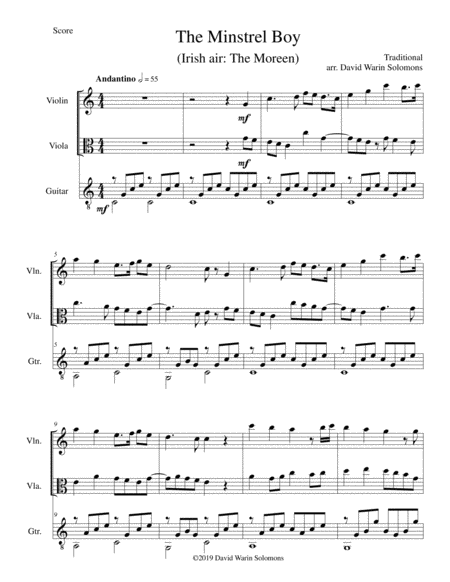 The Minstrel Boy (The Moreen) for violin, viola and guitar image number null
