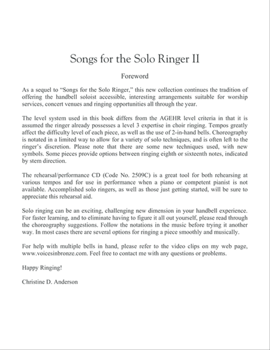 Songs for the Solo Ringer, Vol.2 Easy Piano scores gallery preview page 2