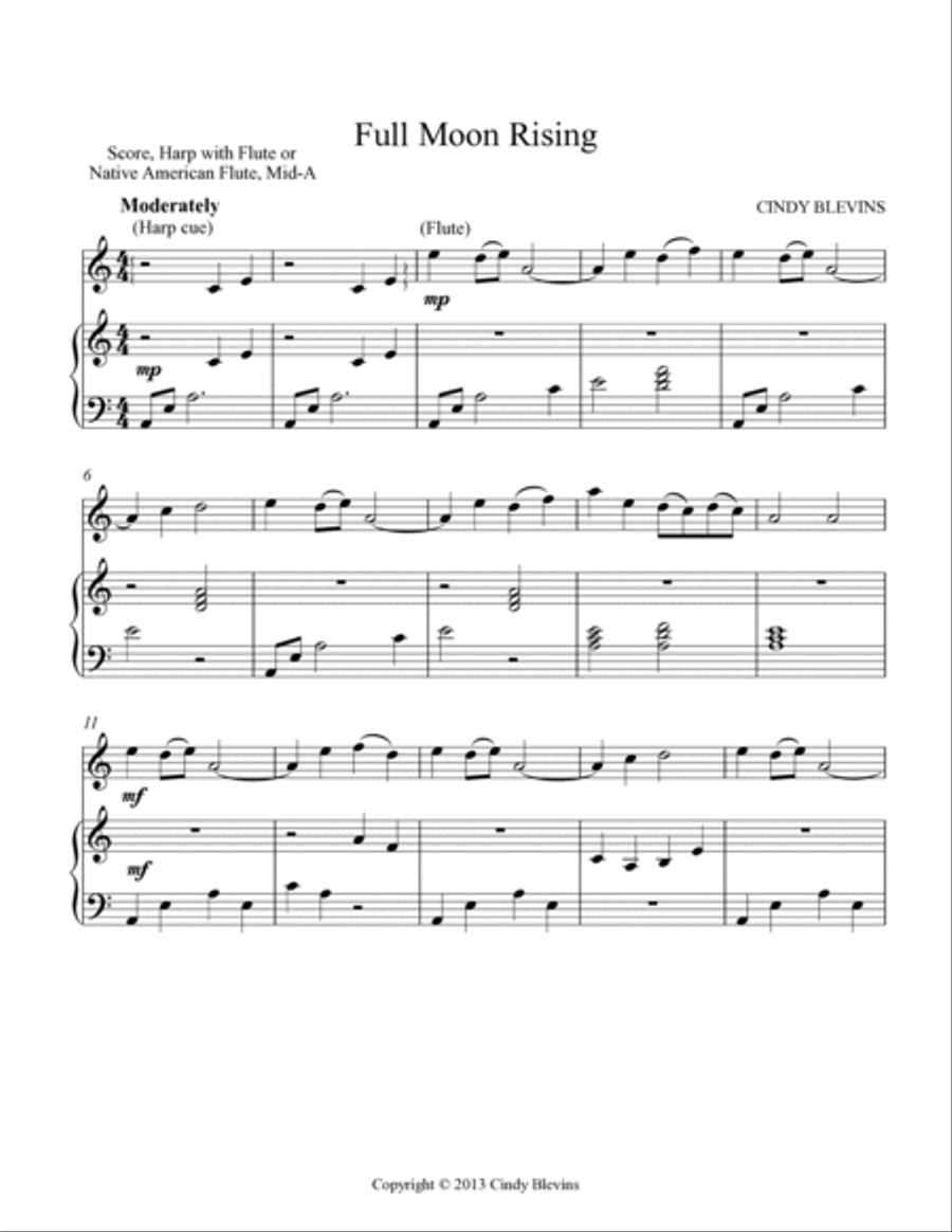 Full Moon Rising, Native American Flute and Harp Flute scores gallery preview page 2
