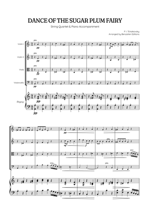 Dance of the Sugar Plum Fairy • String Quartet sheet music with piano accompaniment