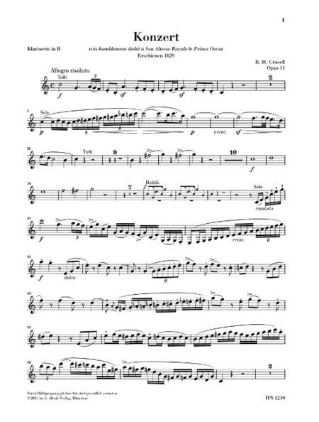 Clarinet Concerto in B-flat Major, Op. 11
