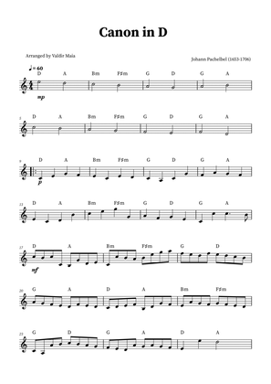 Canon in D - Clarinet Solo (+CHORDS)