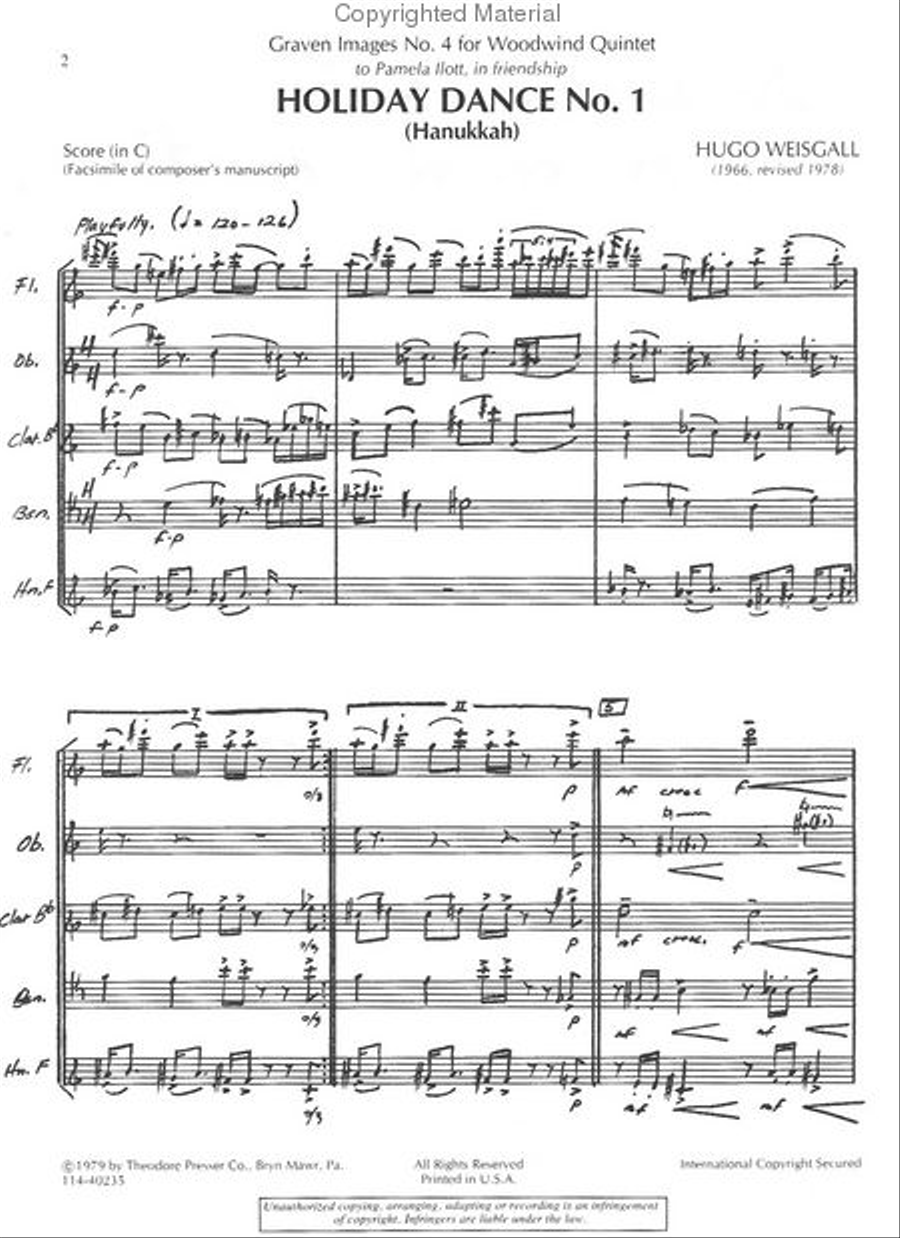 Holiday Dance No. 1 (Hanukkah) Woodwind Quintet scores gallery preview page 2