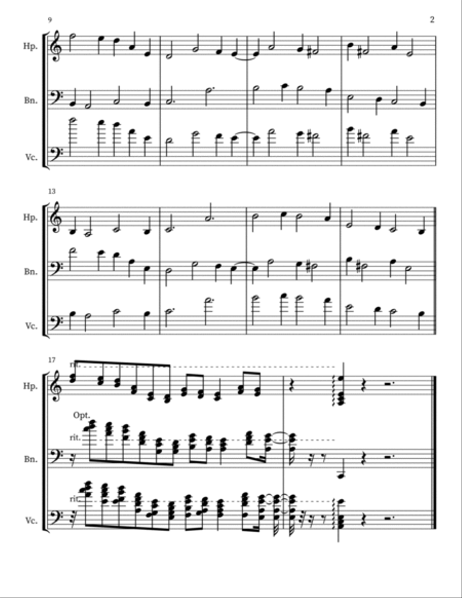 Z 204 for harp, bassoon, & 'cello Bassoon scores gallery preview page 2
