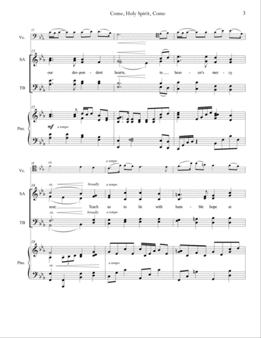 Come Holy Spirit, Come 4-Part scores gallery preview page 3