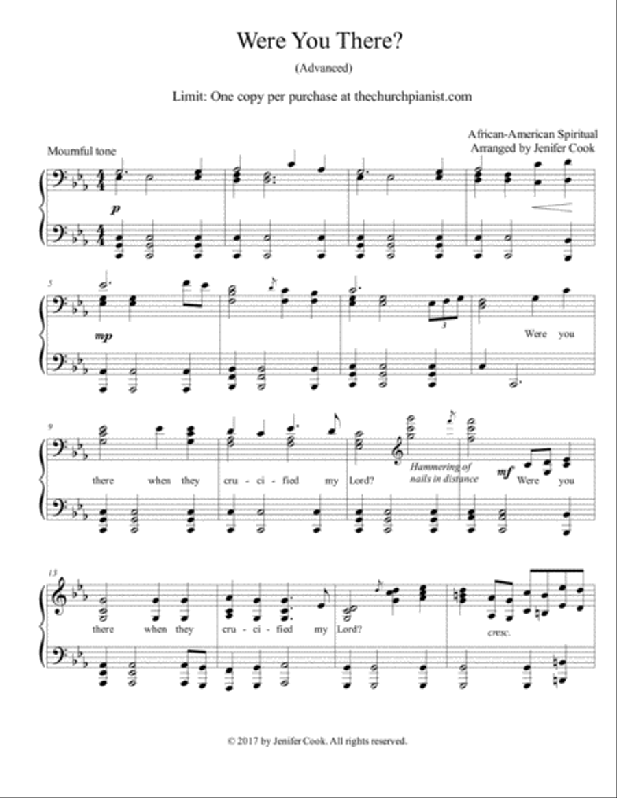 Were You There Piano Solo scores gallery preview page 1