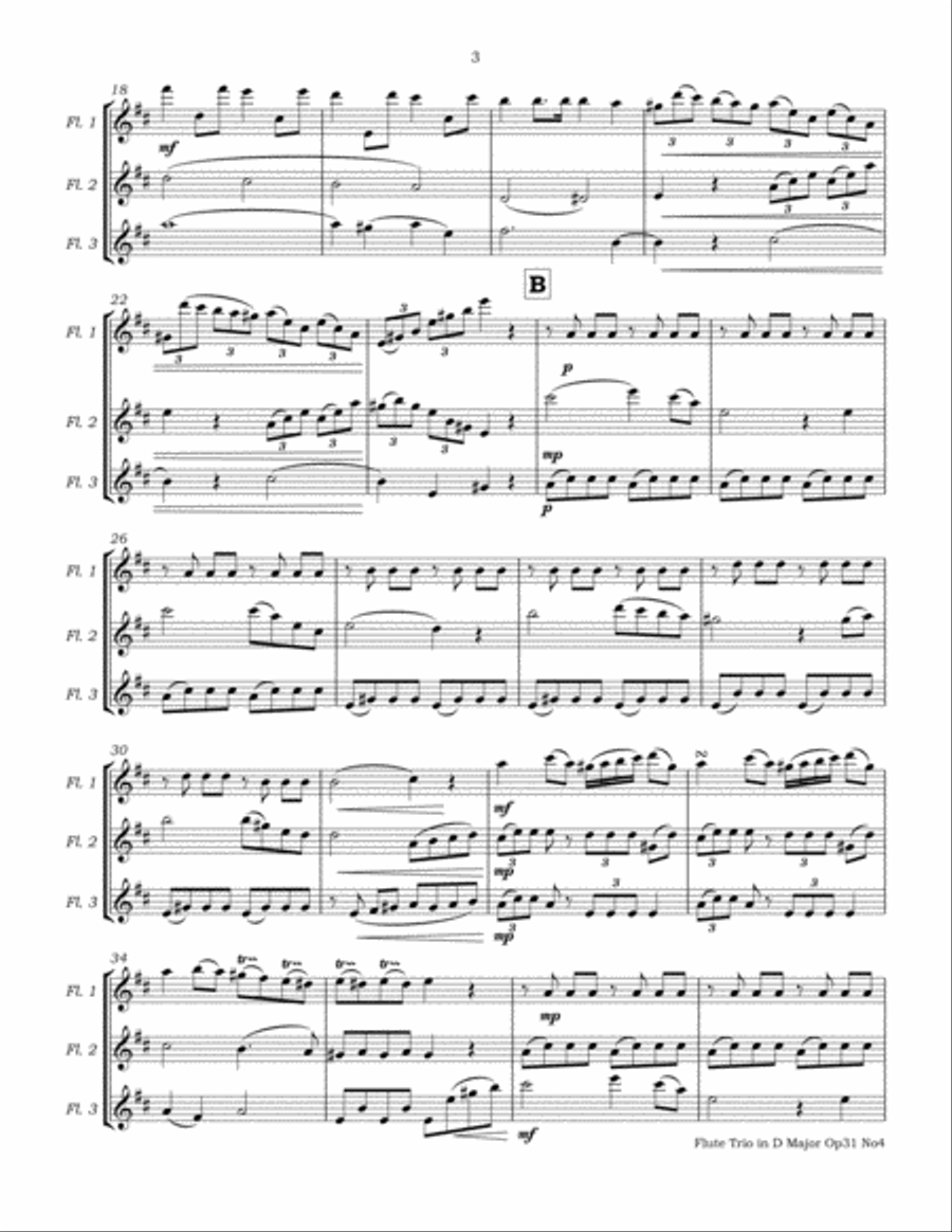Trio in D Major Op31, No4 for Flute Trio Flute Trio scores gallery preview page 6