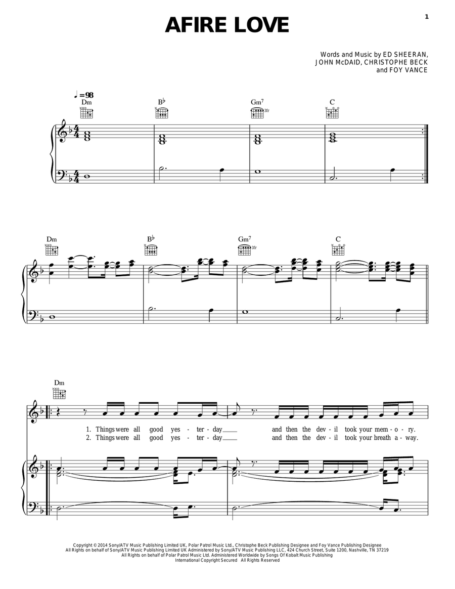 Afire Love Acoustic Guitar scores gallery preview page 1