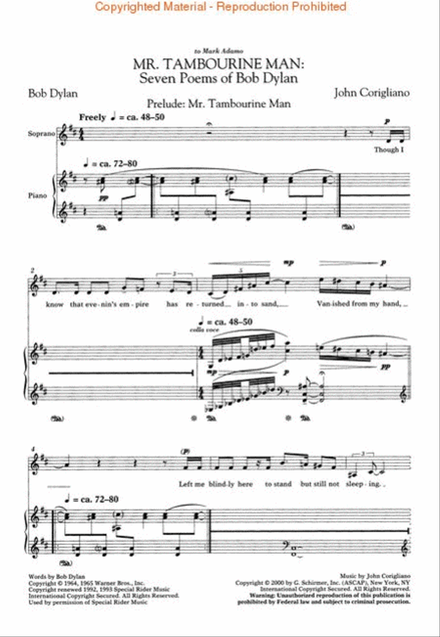 Mr. Tambourine Man: Seven Poems of Bob Dylan Piano, Vocal scores gallery preview page 2
