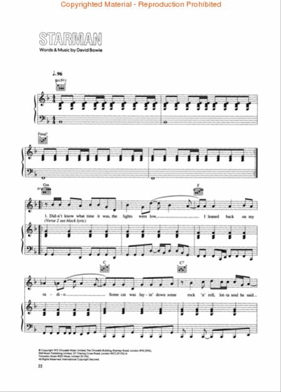 The Best of David Bowie – 1969-1974 Piano, Vocal, Guitar scores gallery preview page 3