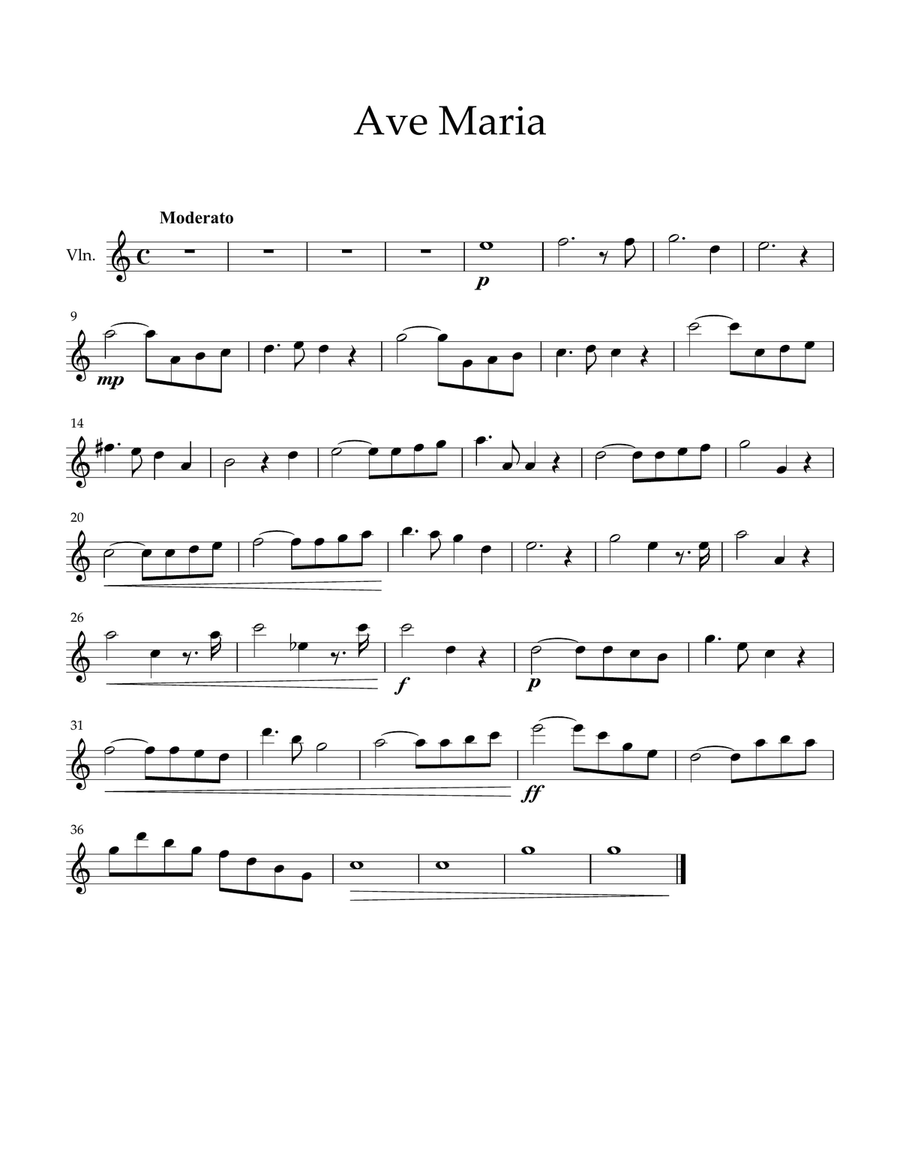 Ave Maria (Bach / Gounod) for violin and piano Violin Solo scores gallery preview page 4