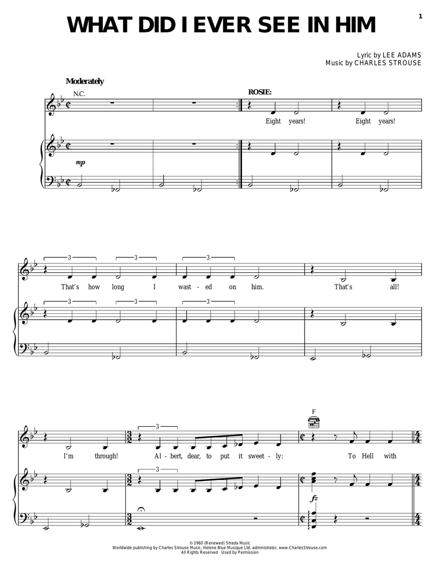 What Did I Ever See In Him (from Bye Bye Birdie) Piano, Vocal, Guitar scores gallery preview page 1