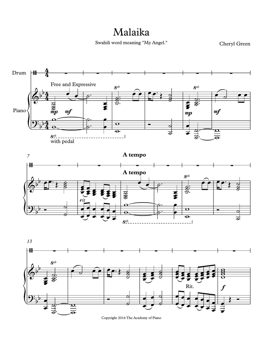 Malaika Piano scores gallery preview page 2