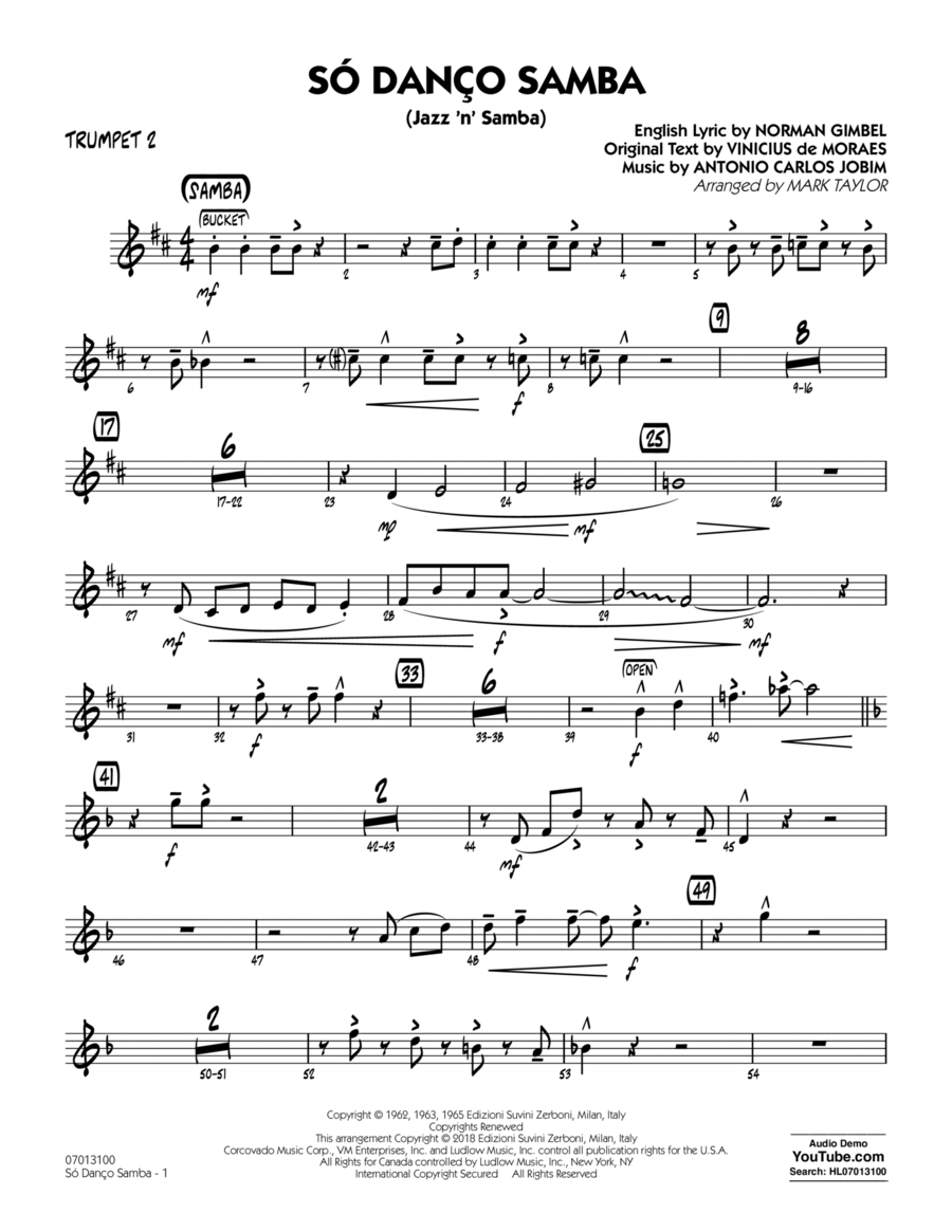 Só Danço Samba (Jazz 'n' Samba) (arr. Mark Taylor) - Trumpet 2