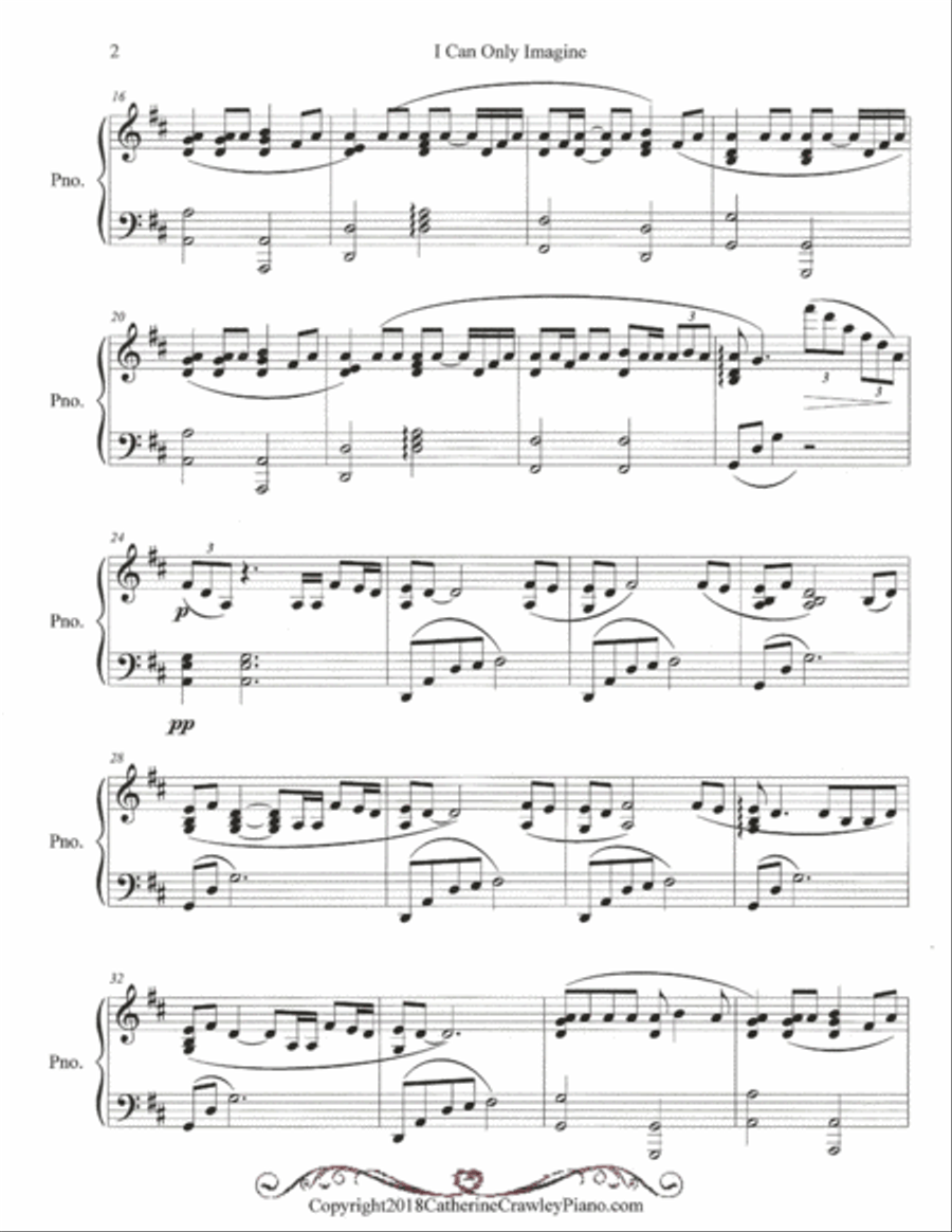 I Can Only Imagine Piano Solo scores gallery preview page 2