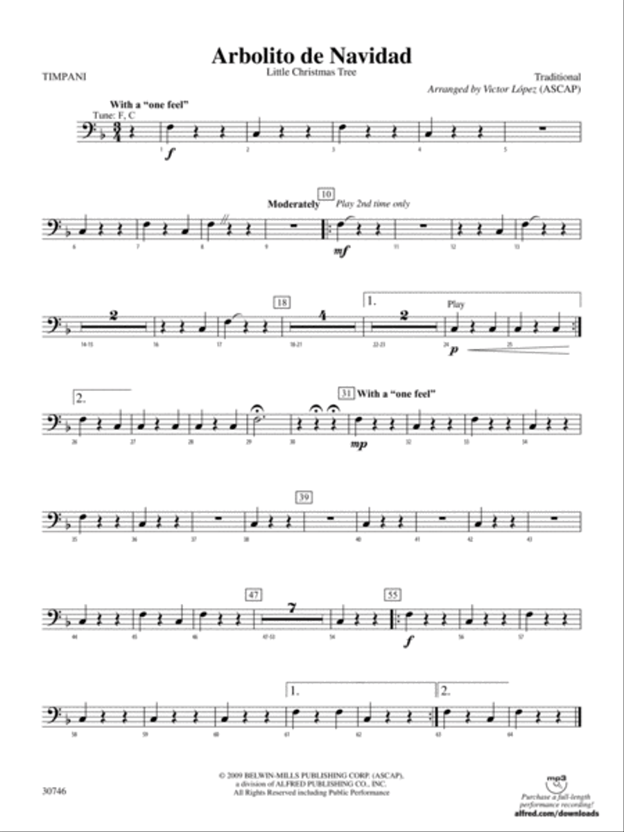 Arbolito de Navidad: Timpani Concert Band scores gallery preview page 1