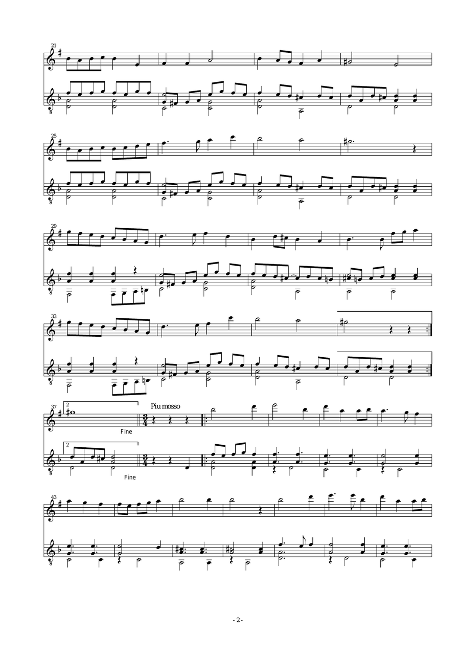 Dance of the Washerwomen, with Hupfauf, for clarinet and guitar Clarinet scores gallery preview page 2