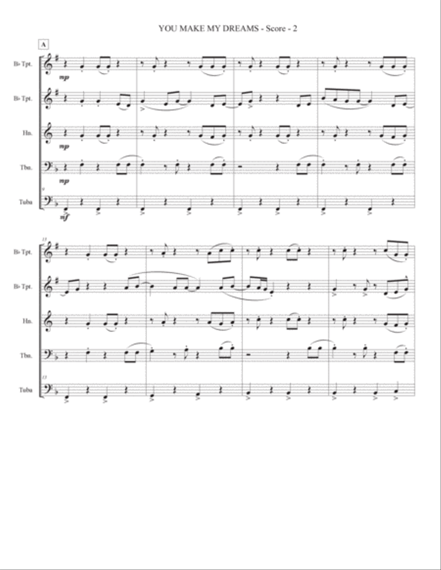 You Make My Dreams Brass Ensemble scores gallery preview page 4