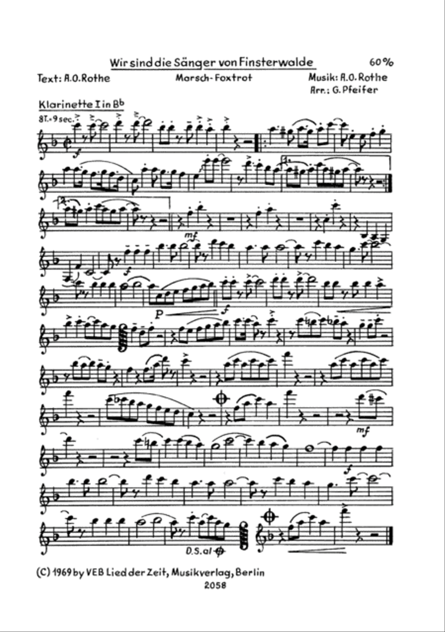 Wir sind die Sanger von Finsterwalde Clarinet scores gallery preview page 4