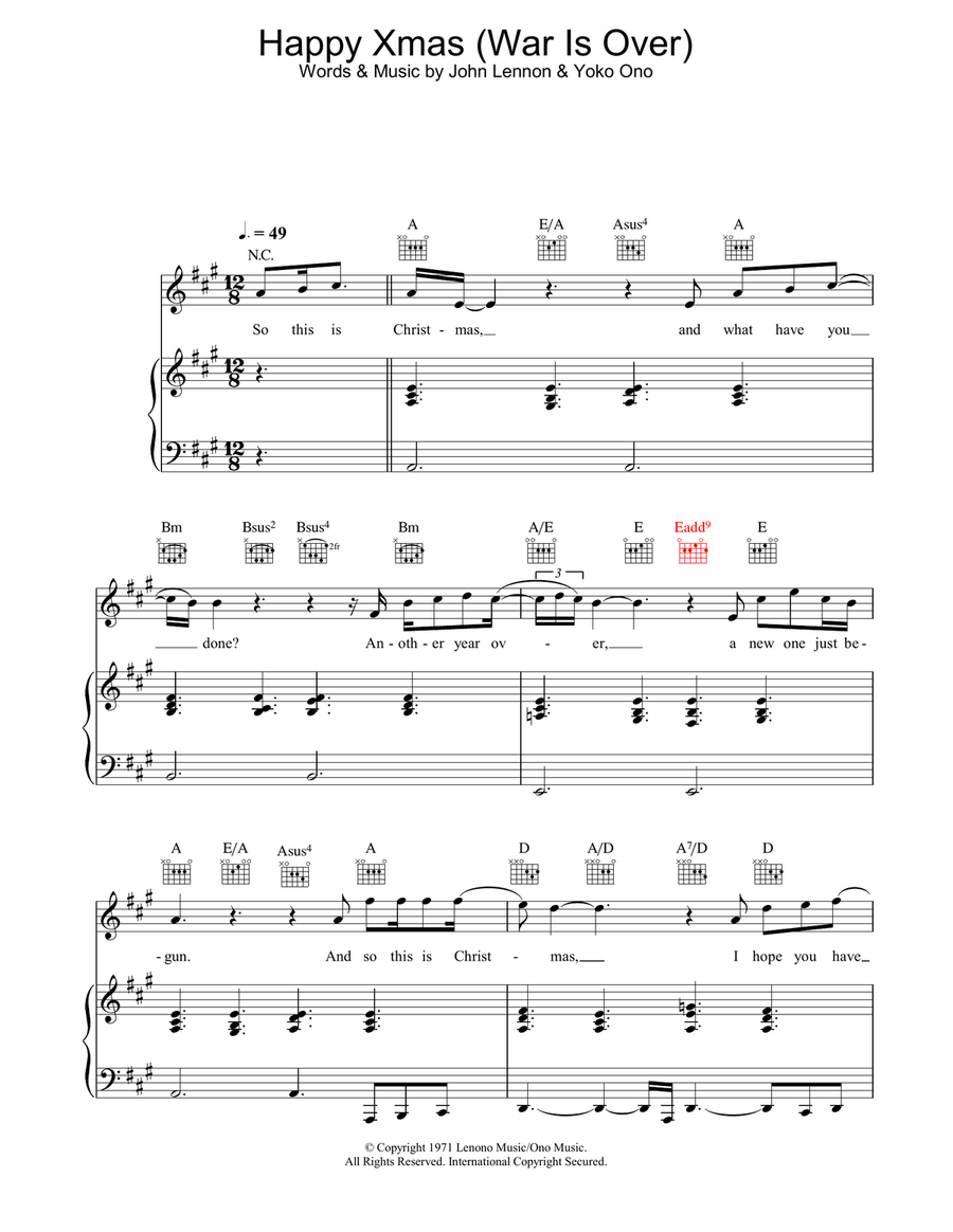 Happy Xmas (War Is Over) Happy Xmas (War Is Over) Acoustic Guitar scores gallery preview page 1