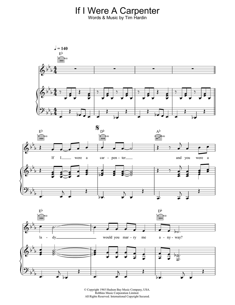 If I Were A Carpenter Piano, Vocal, Guitar scores gallery preview page 1