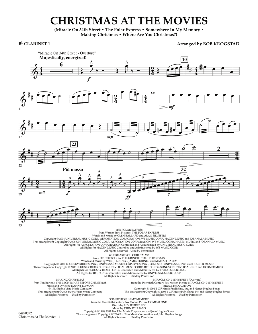 Christmas At The Movies - Bb Clarinet 1