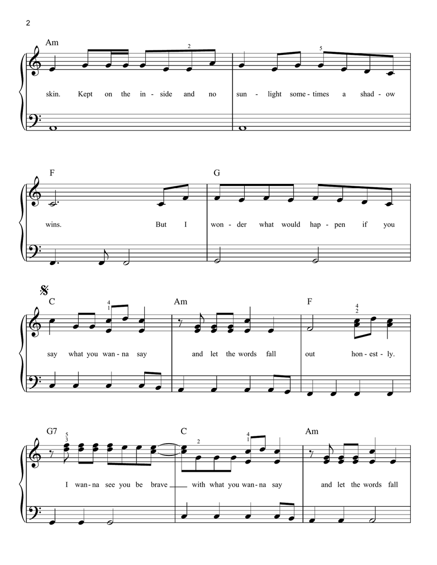 Brave Brave Easy Piano scores gallery preview page 2