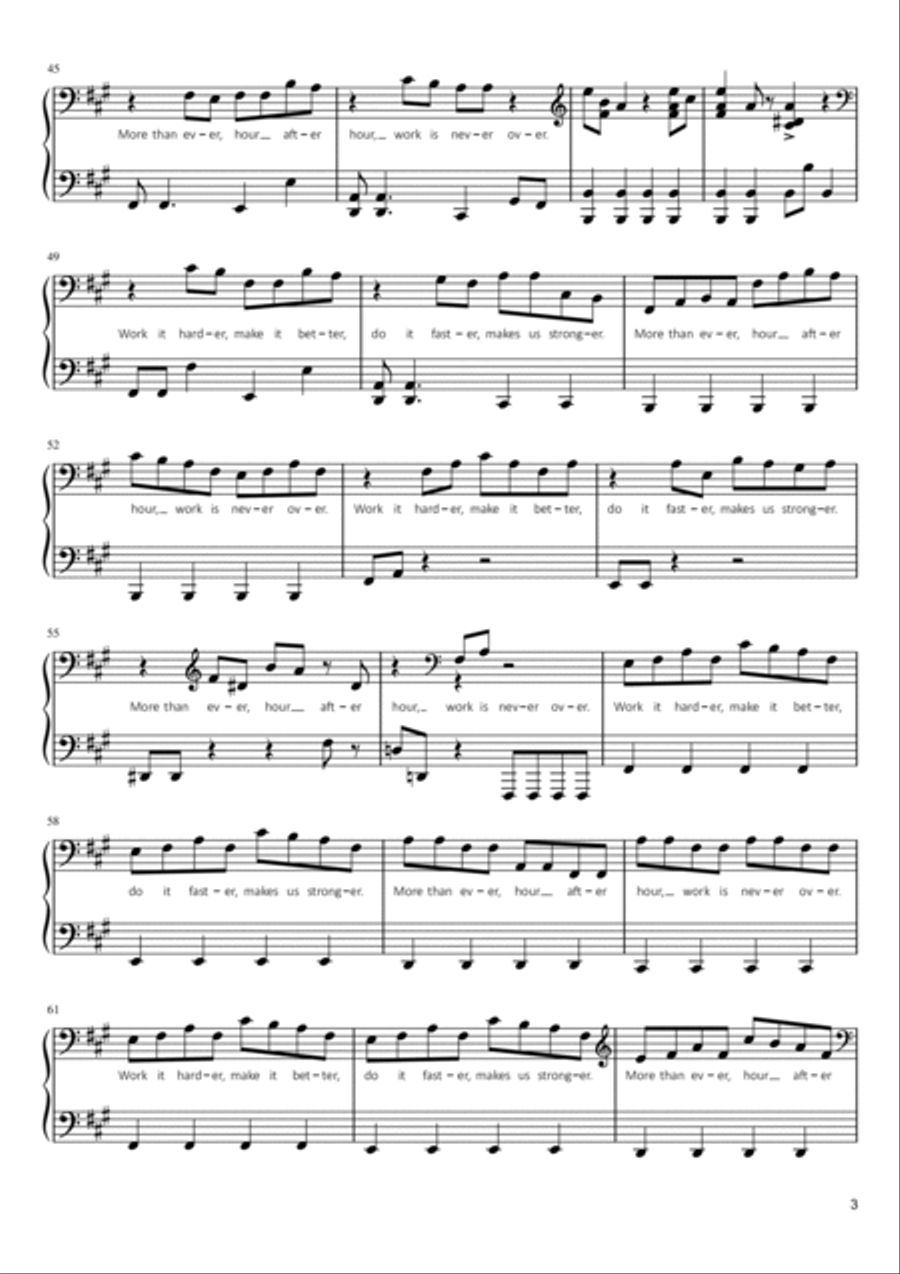Harder, Better, Faster, Stronger Piano Solo scores gallery preview page 3