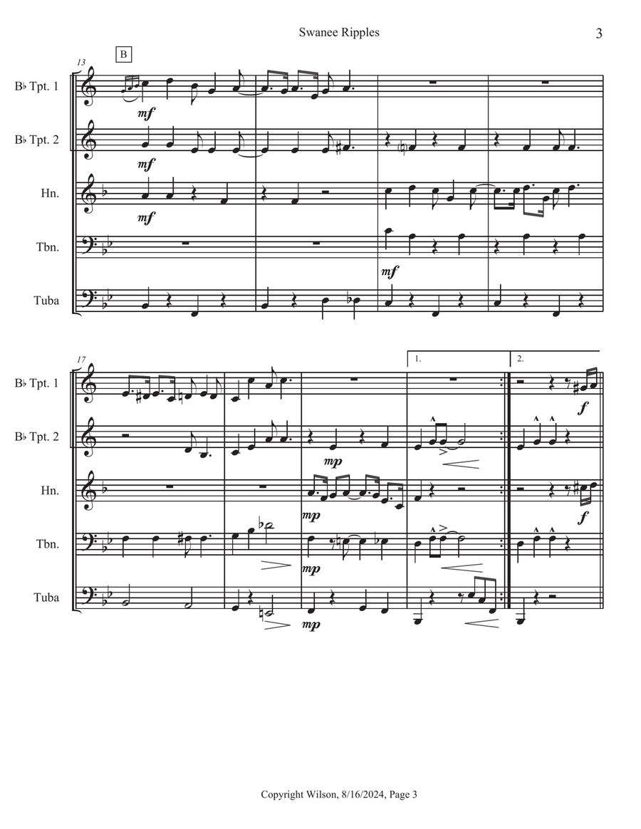 Swanee Ripples Brass Quintet scores gallery preview page 4
