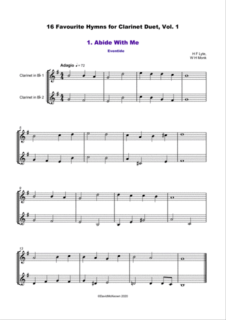 16 Favourite Hymns Vol.1 for Clarinet Duet Clarinet Duet scores gallery preview page 2