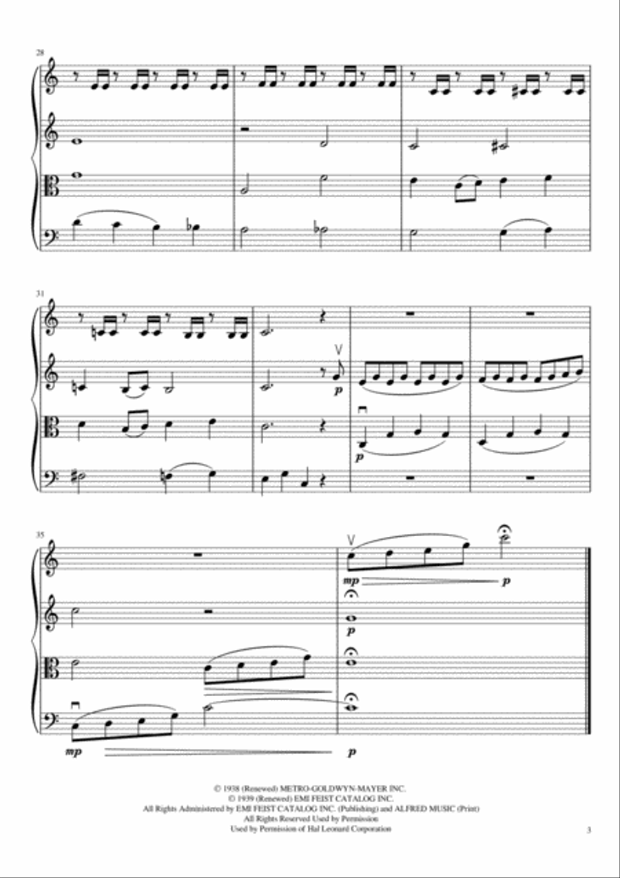 Over The Rainbow (from The Wizard Of Oz) String Quartet scores gallery preview page 4