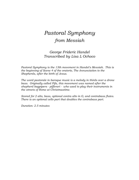 Pastoral Symphony from Messiah for Low Flute Choir image number null