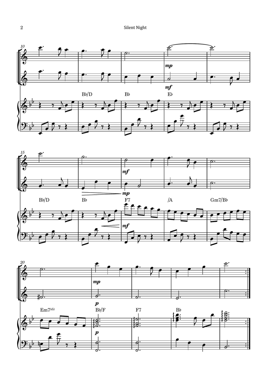Silent Night Woodwind Duet scores gallery preview page 2