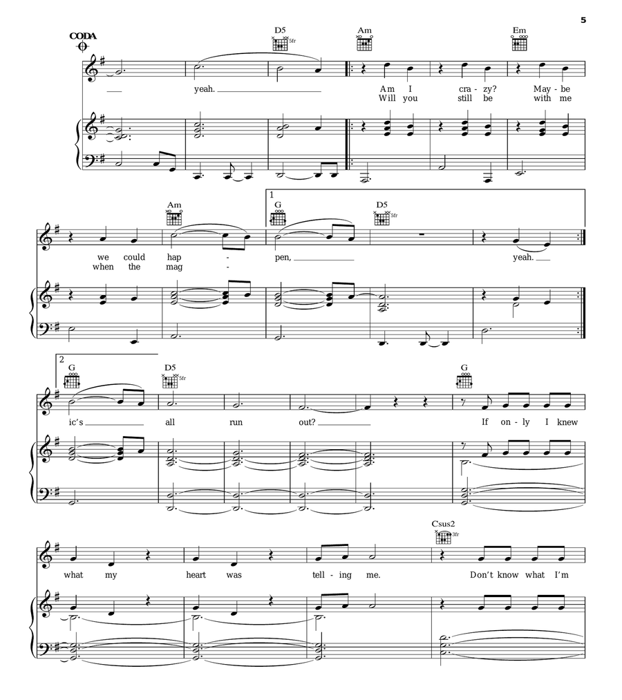 If Only (from Disney's Descendants) Piano, Vocal, Guitar scores gallery preview page 5