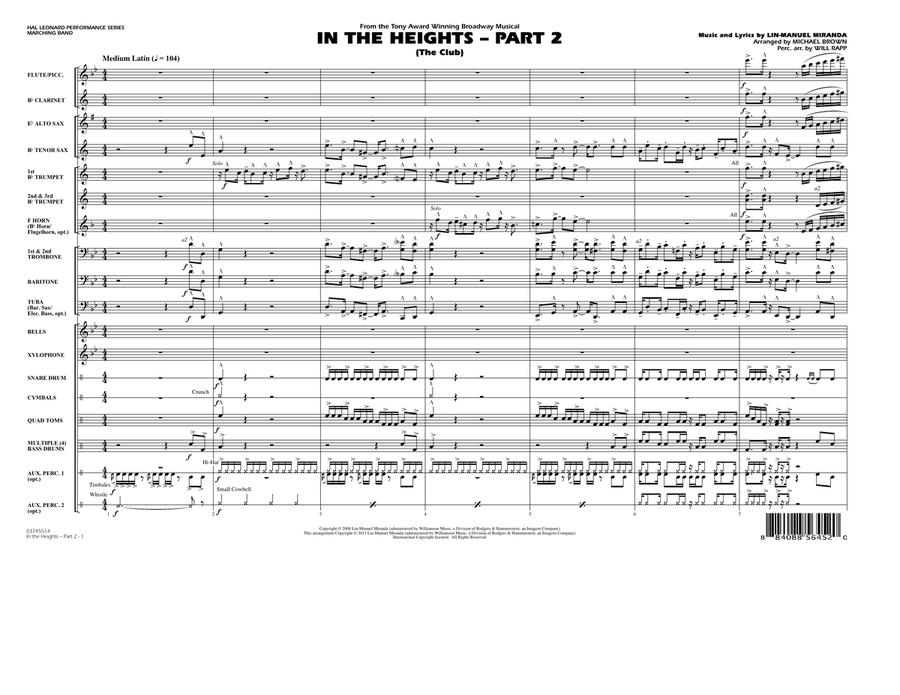 In The Heights: Part 2 (The Club) - Full Score Marching Band scores gallery preview page 1