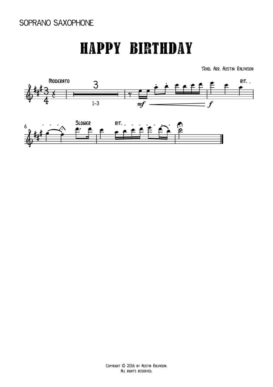 Happy Birthday - sax ensemble Woodwind Ensemble scores gallery preview page 4