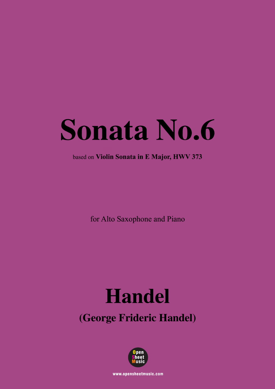 Handel-Sonata No.6,for Alto Saxophone and Piano Alto Saxophone scores gallery preview page 1