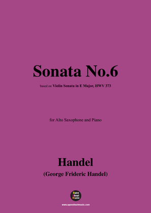 Book cover for Handel-Sonata No.6,for Alto Saxophone and Piano